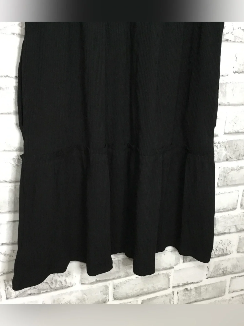 Old Navy Girls Black Ribbed Short Sleeve Loose Dress - K803